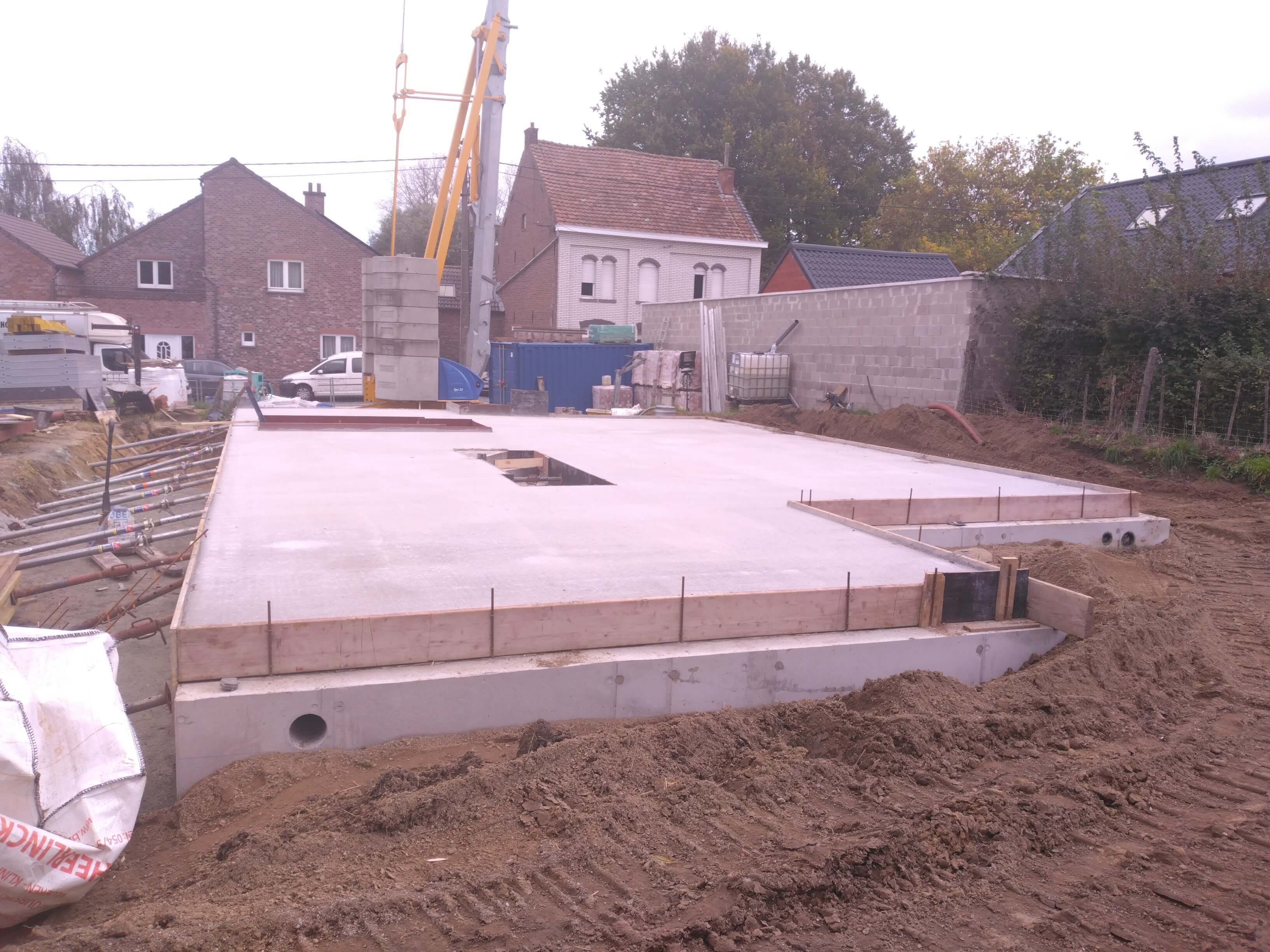 werken Nieuwbouwwoning gelijkvloers ruwbouwfase
